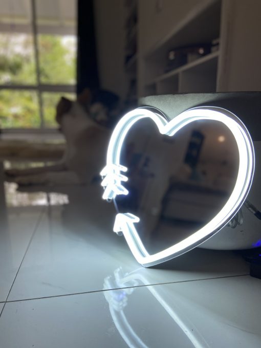 silver light heart neon sign